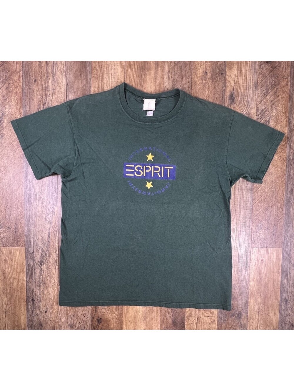 VTG 90s Esprit International T Shirt Medium Spellout Single Stitch Made in USA